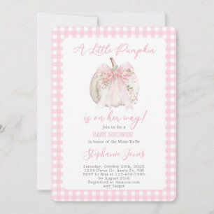 Rosa band En liten pumpa Baby Shower flicka Inbjudningar