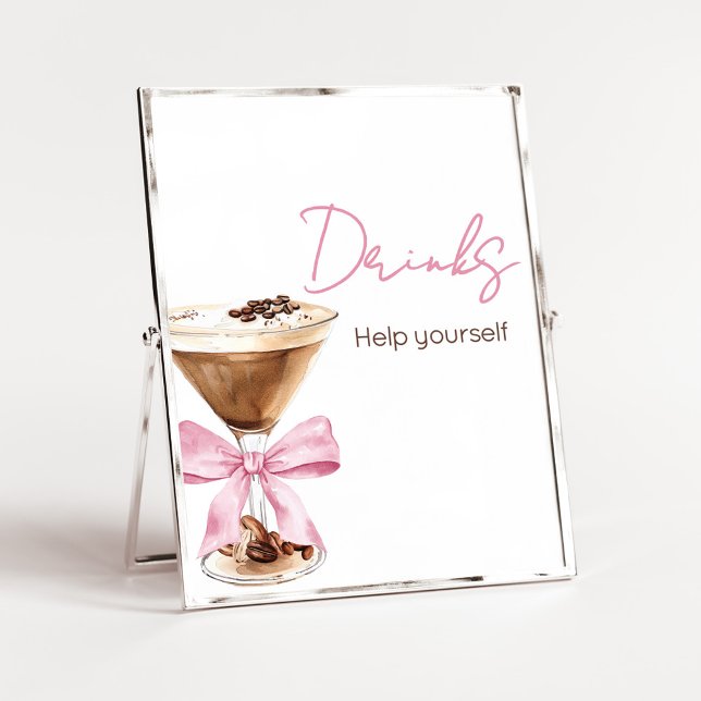Rosa band Espresso Baby Shower Dryckeskylt Poster (Espresso Baby Shower Sign)