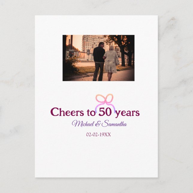 Rosa band firar 50-årsjubileum för bröllop  vykort (Framsida)