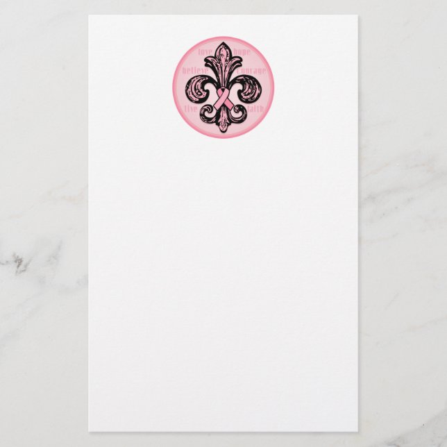 Rosa band Fleur de lis Brevpapper (Framsida)
