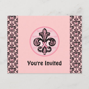 Rosa band Fleur de lis Inbjudningar