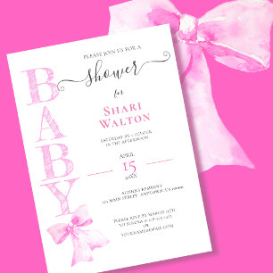 ROSA BAND Flicka BABY DÖP Invitation Inbjudningar