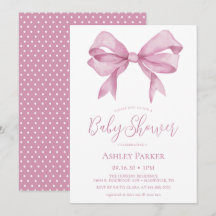 Rosa band flicka baby shower inbjudan