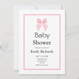 Rosa band flicka baby shower inbjudningar