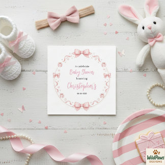 Rosa band flicka baby shower – Söt och rolig fest Pappersservett