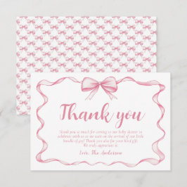 Rosa band flicka band baby shower tackkort inbjudningar