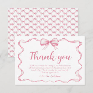 Rosa band flicka band baby shower tackkort inbjudningar