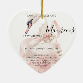 Rosa band flicka bebis badrums inbjudan julgransprydnad keramik