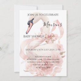 Rosa band flicka Bebis bjudning till baby shower Inbjudningar