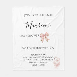 Rosa band flicka bebis shower inbjudan fleecefilt