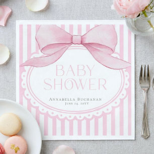 Rosa band flicka Coquette randig baby shower  Pappersservett