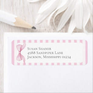 Rosa band flicka Coquette randig baby shower Returadress Etikett