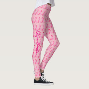 Rosa band för bröstcancermedvetenhet leggings