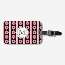 Rosa band för Monogram på svart bagagemärkre