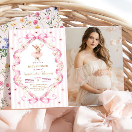  Rosa band Gingham Kanin Bebis Badrum  Inbjudningar