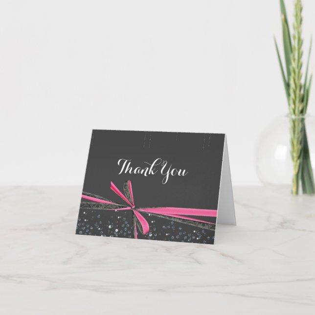Rosa band glitter glam julfest gratulationskort tack kort (Framsida)