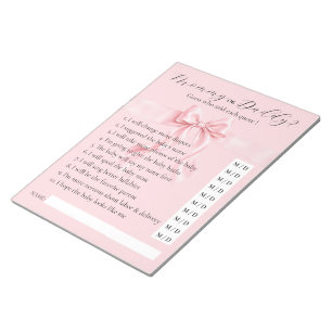 Rosa band Gril baby shower SPEL: Mamma eller Pappa Anteckningsblock