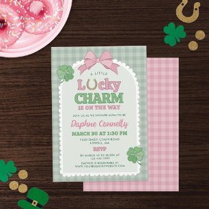 Rosa band hästsko lyckosamhet tjej baby shower inbjudningar