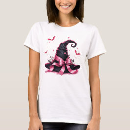 Rosa band häxa hatt Bröstcancer medvetenhet T Shirt