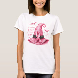 Rosa band häxa hatt Bröstcancer medvetenhet T Shirt