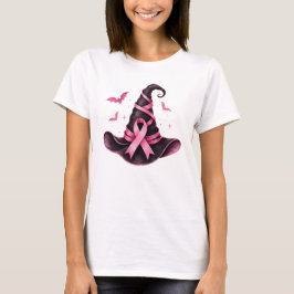 Rosa band häxa hatt Bröstcancer medvetenhet T Shirt