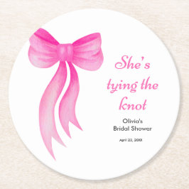 Rosa band hon bryter loss bröllopsfest underlägg papper rund