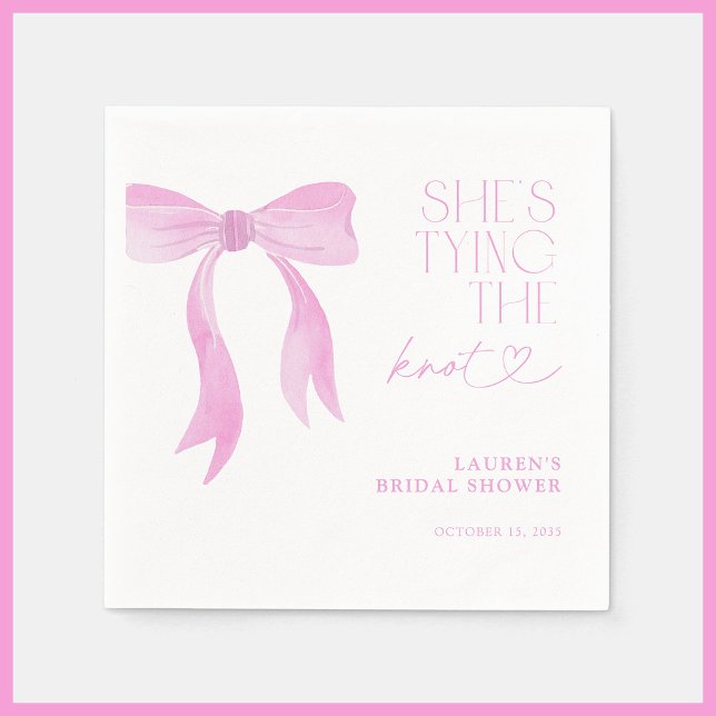 Rosa band Hon knyter knuten Bröllopsfest för brude Pappersservett (Skapare uppladdad)