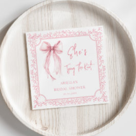 Rosa band hon knyter knuten bröllopsfest pappersservett