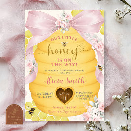 Rosa band honungsbarndop Invitation Inbjudningar