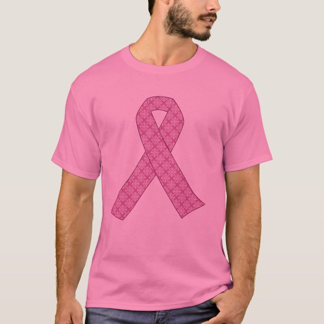 Rosa band i damastast mönster t-shirt (Framsida)