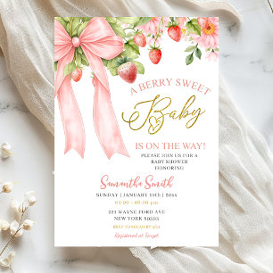 Rosa band Jordgubbs-babyshower-inbjudan Inbjudningar