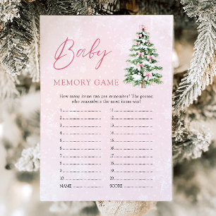 Rosa band jul baby shower baby minnesspel inbjudningar