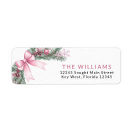 Rosa band jul returadressetiketter returadress etikett