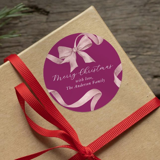 Rosa band julglad runt klistermärke (Skapare uppladdad)