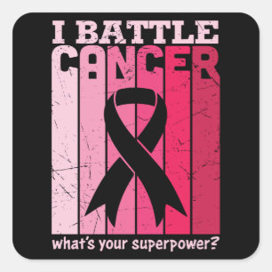 Rosa band kampen cancer överlevande stöd krigare fyrkantigt klistermärke