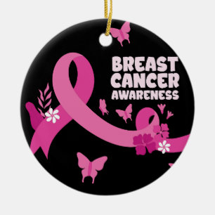 Rosa band kvinnor cancer bröstcancer medvetenhet  julgransprydnad keramik