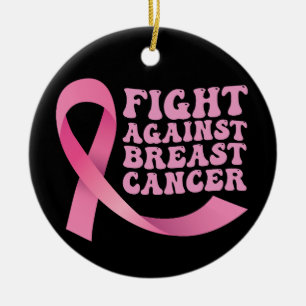 Rosa band kvinnor Cancer medvetenhet bröstcancer  Julgransprydnad Keramik