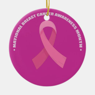 Rosa band kvinnor medvetenhet om bröstcancer julgransprydnad keramik