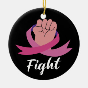 Rosa band kvinnor medvetenhet om bröstcancer  julgransprydnad keramik
