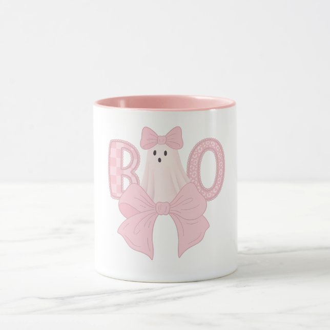 Rosa band lilla Boo flickas Halloween Mugg (Center)