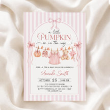 Rosa band liten pumpa baby shower inbjudan