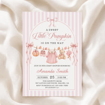 Rosa band liten pumpa baby shower inbjudan