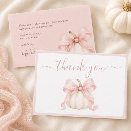 Rosa band litet pumpa flicka baby shower tack kort