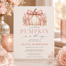 Rosa band litet pumpa på väg Baby Shower