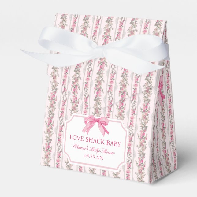 Rosa band Lyckliga koja Baby Shower Flicka Presentaskar (Framsidan Sidan)
