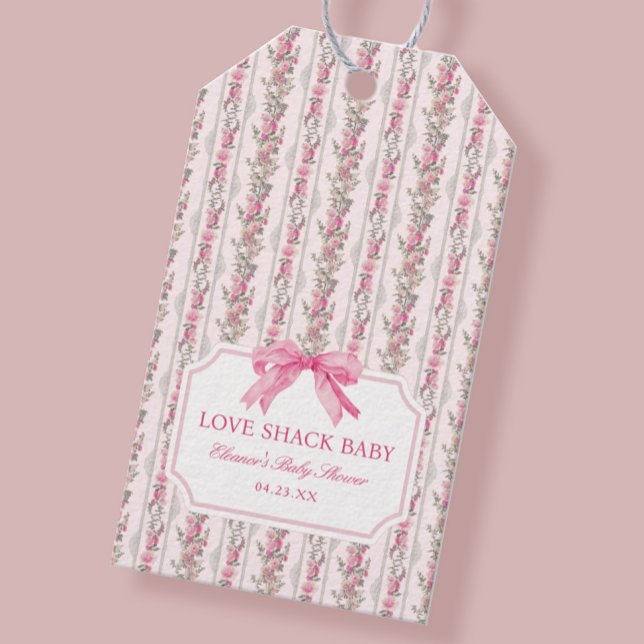 Rosa band Lyckliga koja Baby Shower Presentetikett (Skapare uppladdad)