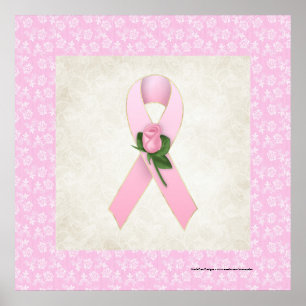 Rosa band med det härliga trycket för rosa ros poster