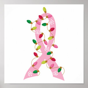Rosa Band med julcancer i Ljus Poster