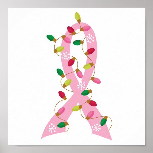 Rosa Band med julcancer i Ljus Poster (Framsidan)