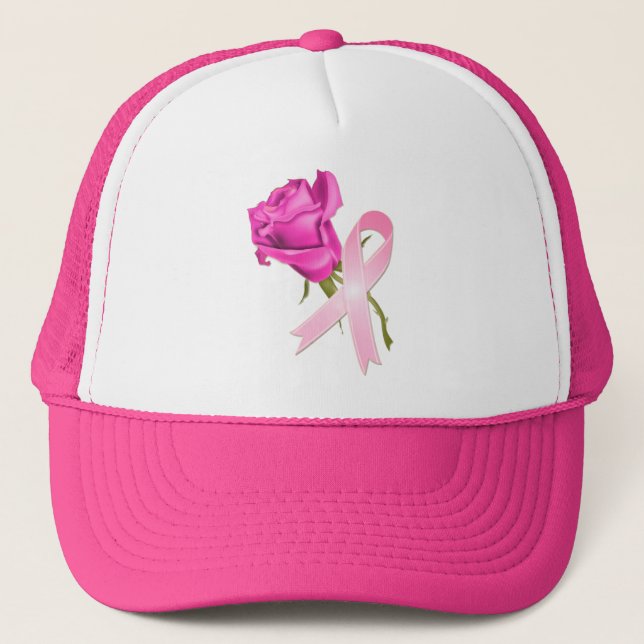 Rosa band med rosa *Breastcancermedvetenhet * Keps (Framsida)